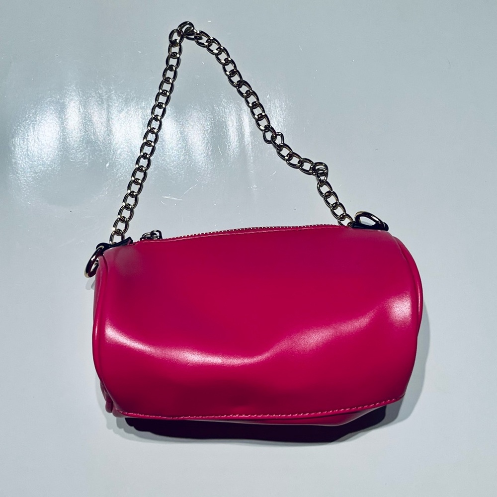 ASOS Pink Glossy Clutch with Chain Strap